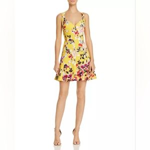 French Connection Floral Bright Yellow colorful fun Sleeveless Mini Dress